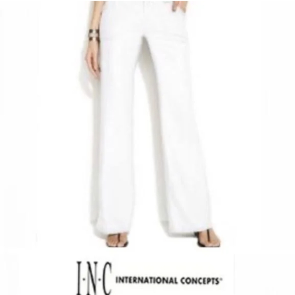 I.N.C International White Wide Leg Linen Pants